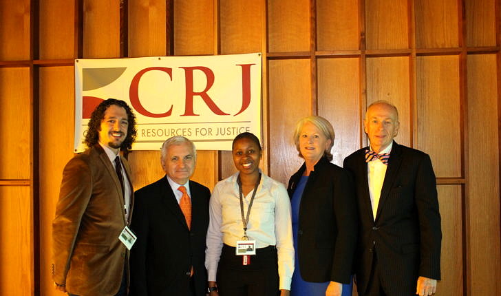 Sen. Reed posing for a photo with CRJ staff